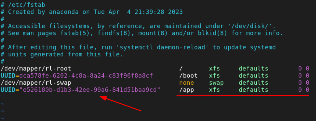 First Disk Added to /etc/fstab