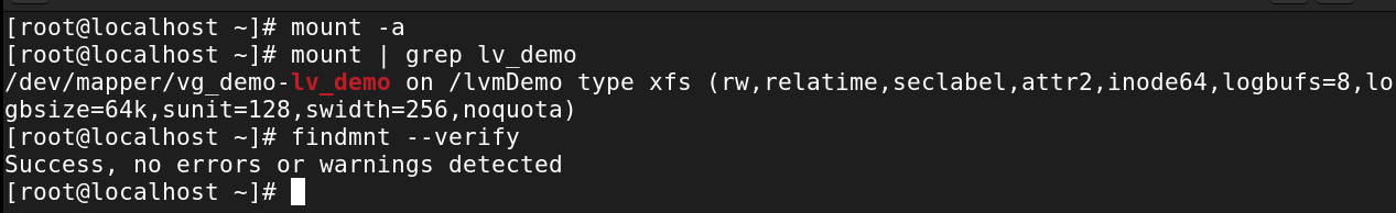 Verify Mounted LVM Doesn't Create Mount Errors